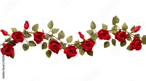 Fototapeta Naklejka Na Ścianę i Meble -  Romantic Red Rose Garland for Wedding Invitation Design or Valentines Day Card