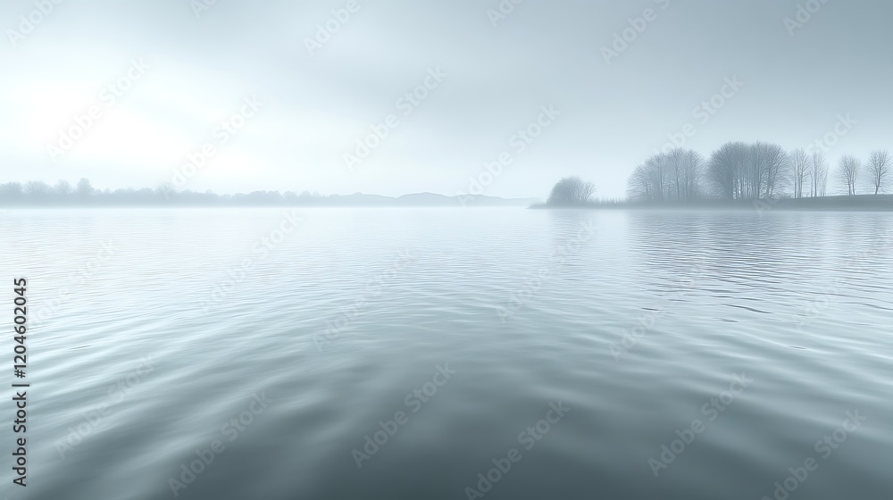 Fototapeta premium Serene Misty Lake With Distant Trees