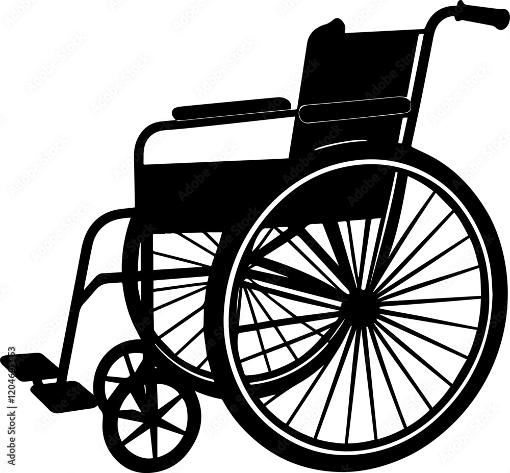 Fototapeta premium Black Silhouette of a Wheelchair - Vector Illustration