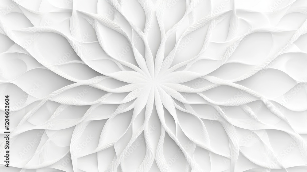 Elegant white floral pattern with layered petals creating a modern design in a minimalistic style. Generative AI Elegant white floral pattern with layered petals creating a modern design in a minimalistic style. Generative AI
