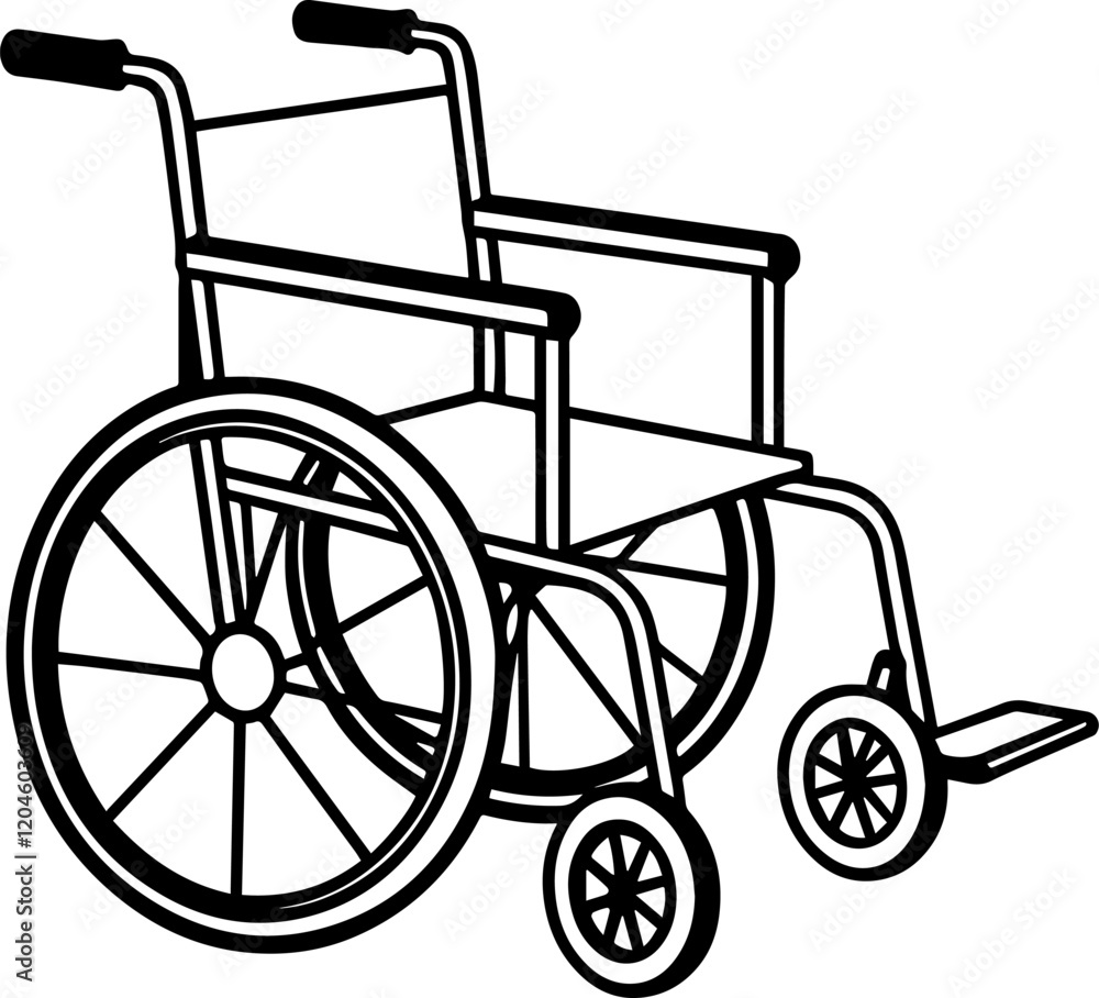 Fototapeta premium Black Line Art of a Wheelchair - Vector Illustration