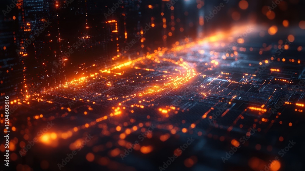 Abstract Digital Cityscape: Glowing Circuits and Networks Abstract Digital Cityscape: Glowing Circuits and Networks
