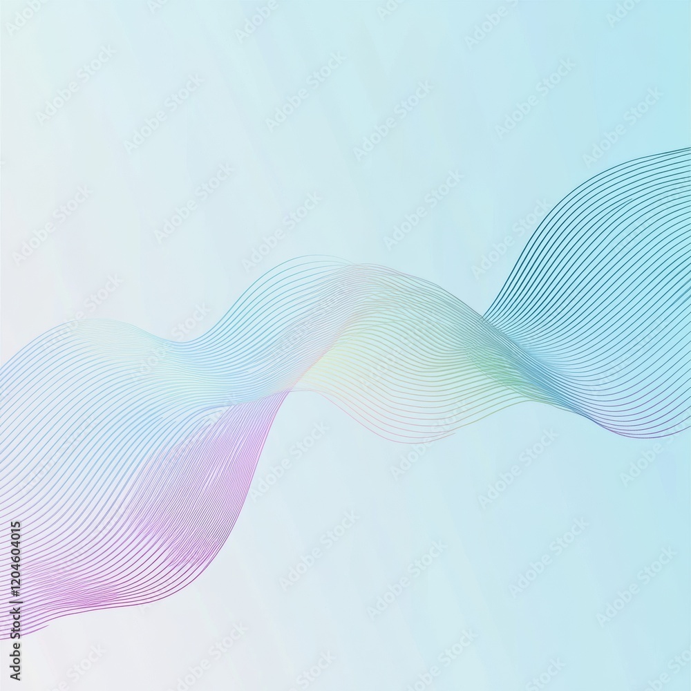 Fototapeta premium Abstract wavy lines create a soft background design with pastel colors and a smooth gradient effect in contemporary art style. Generative AI