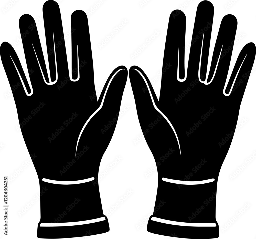 Black Silhouette of a hand in glove - Vector Illustration Black Silhouette of a hand in glove - Vector Illustration