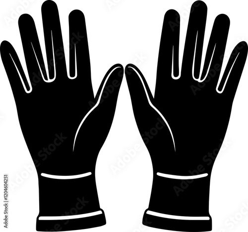 Black Silhouette of a hand in glove - Vector Illustration
