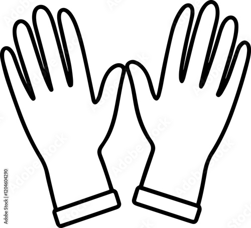 Black Line Art of a hand in glove - Vector Illustration