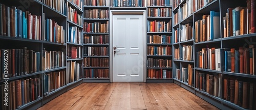 Obraz na płótnie Library door, bookshelves, knowledge, education, study w salonie