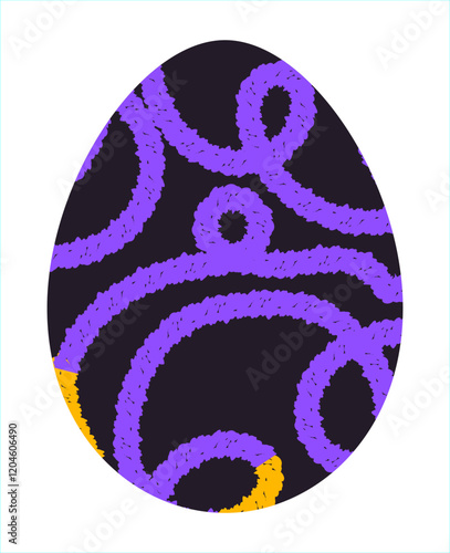 Easter egg, Easter day festival icon, ostern egg illustration with decoration pattern squiggle trxtured brush symbols collection, vector illustration.