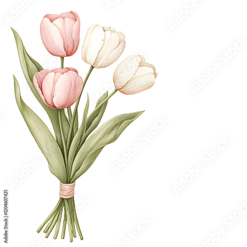 delicate bouquet of tulips in soft blush tones, perfect for any occasion