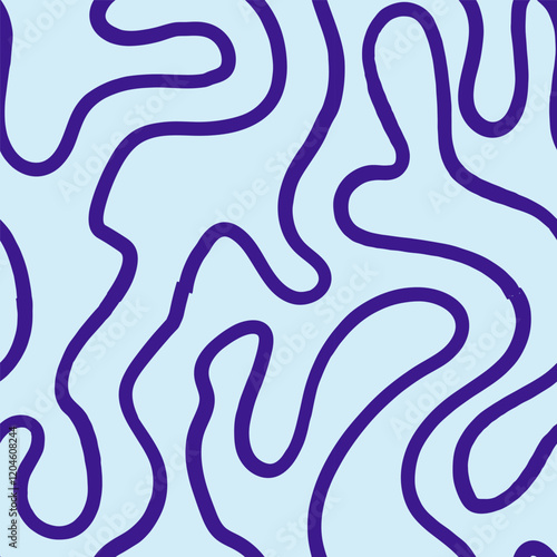Seamless abstract pattern with squiggles and scribbles. Weaved curved lines. Chaotic ink scribbles decorative texture. Messy doodles, wavy and curly lines.