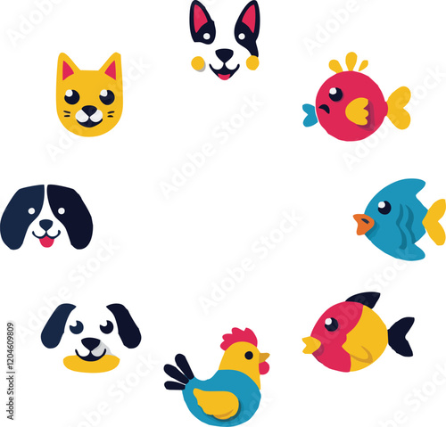 Set of 9 outline icons related to pet friendly vector illustration white background