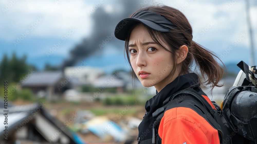 Japanese firefighter woman seriously rescues putting out a fire in a resident's house Japanese firefighter woman seriously rescues putting out a fire in a resident's house