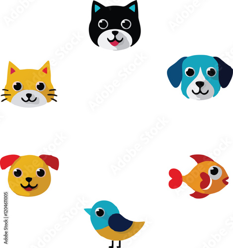 Set of 9 outline icons related to pet friendly vector illustration white background