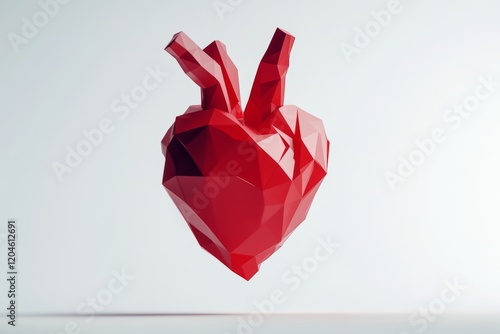 A 3D red heart, designed within a speech bubble, is isolated on a pink background for graphic design purposes. This illustration includes a detailed object clipping path for seamless integration.