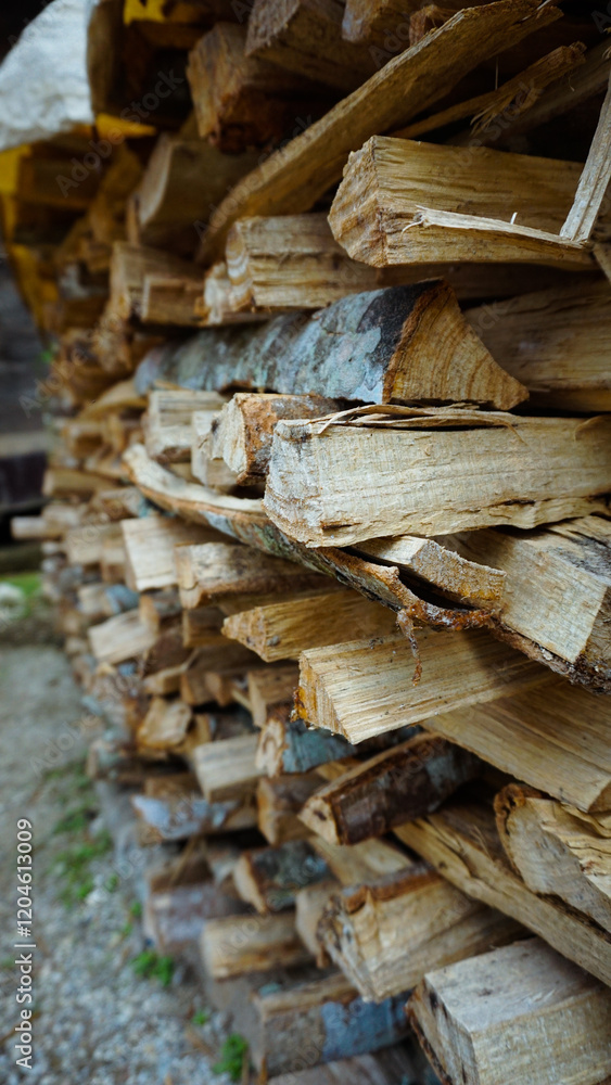 Stack of Chopped Firewood Outdoors Stack of Chopped Firewood Outdoors