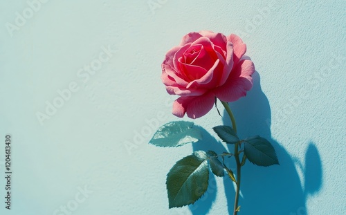 red rose on blue background