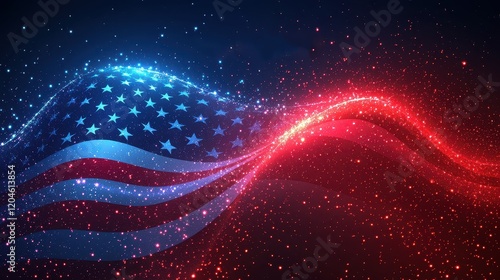 Sparkling American Flag Patriotism Fourth of July USA Celebration Background
