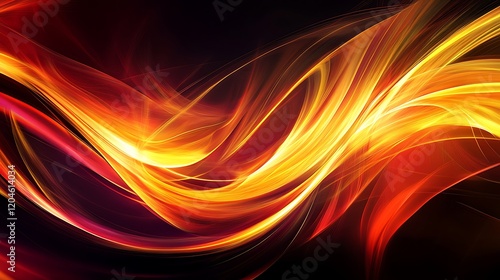 Wallpaper Mural Abstract fiery orange and red flowing waves Torontodigital.ca