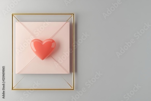 A sophisticated digital card enclosed in a pink envelope with a gold border and red heart photo