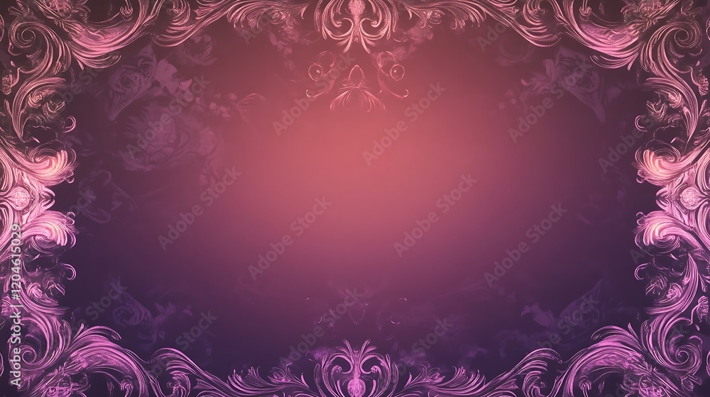 Ornate Pink Frame On A Purple Background Ornate Pink Frame On A Purple Background