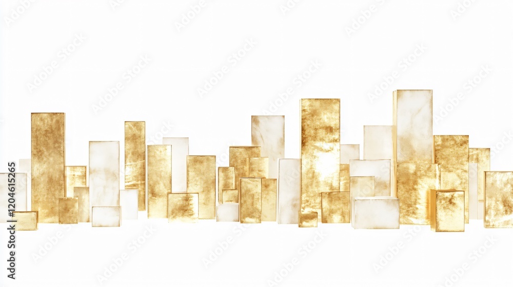 Abstract Golden Cityscape Skyline Architecture Illustration Abstract Golden Cityscape Skyline Architecture Illustration