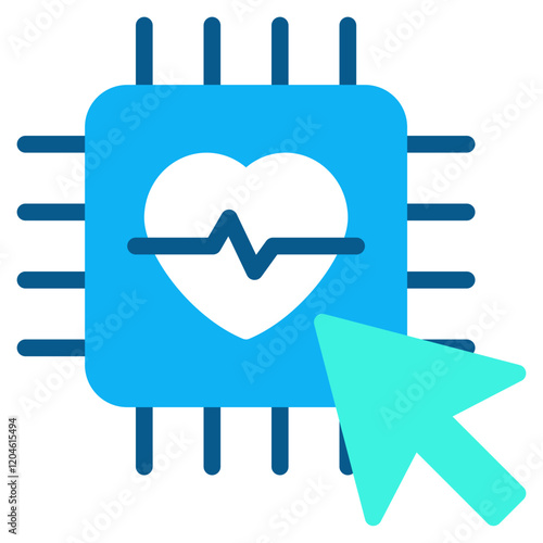 Heartbeat Graph on Microchip Icon