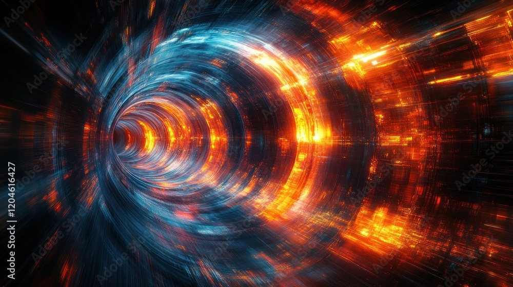 Dynamic Light Tunnel Abstract Artwork Futuristic Design with Electric Blue and Fiery Orange Stripes High Contrast Motion Blur Dynamic Light Tunnel Abstract Artwork Futuristic Design with Electric Blue and Fiery Orange Stripes High Contrast Motion Blur