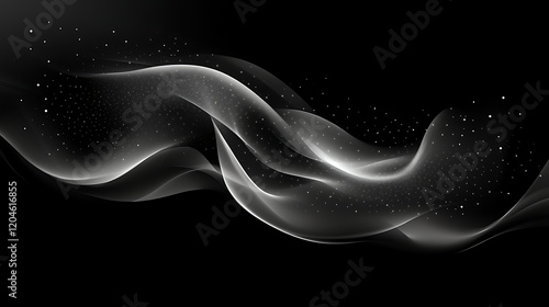 Abstract Silver Wave With Glimmering Particles Design