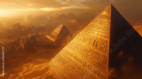 glowing ancient pyramid