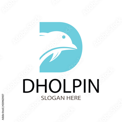 letter d dolphin logo design, suitable for company logos