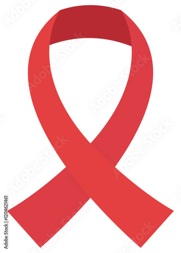 Red ribbon flat icon vector isolated on white background.