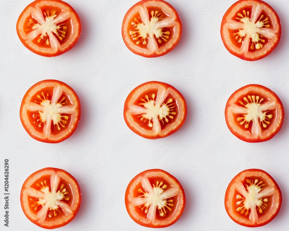 Vibrant Red Tomato Slices Pattern Background Vibrant Red Tomato Slices Pattern Background