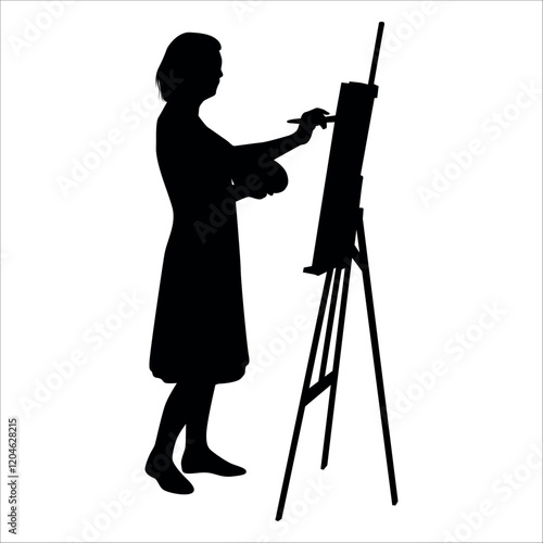 Drawing Artist Silhouette vector illustration