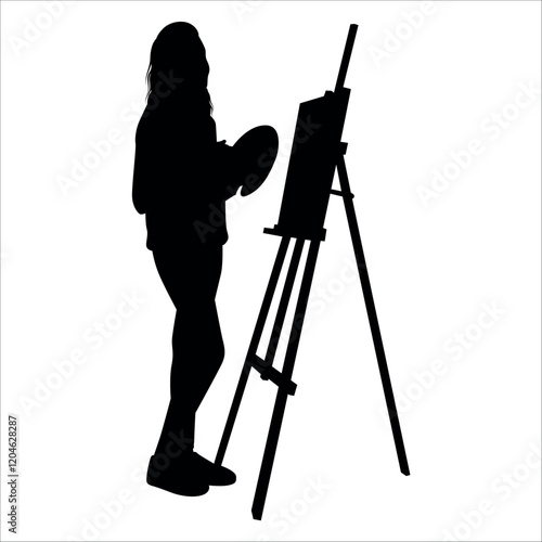 Drawing Artist Silhouette vector illustration