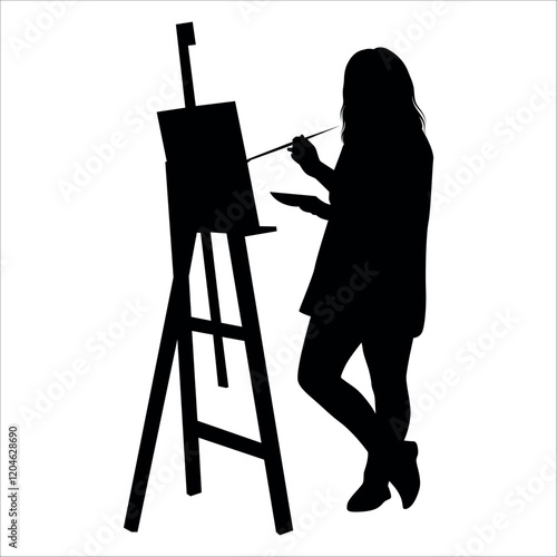 Drawing Artist Silhouette vector illustration