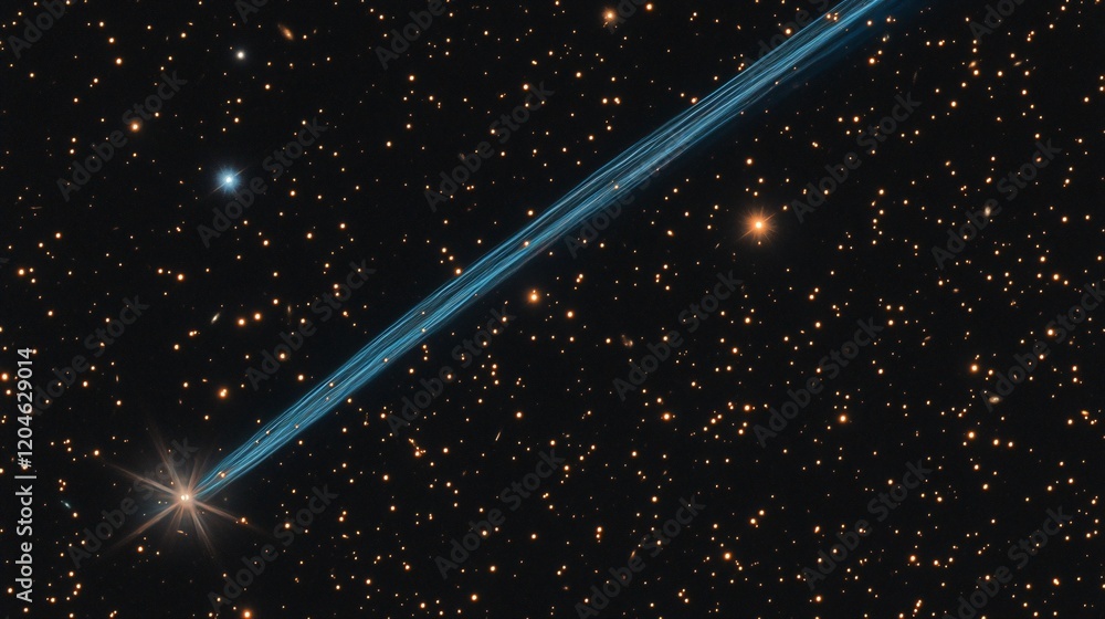 Stunning Celestial Comet Tail Across Starry Night Sky Stunning Celestial Comet Tail Across Starry Night Sky