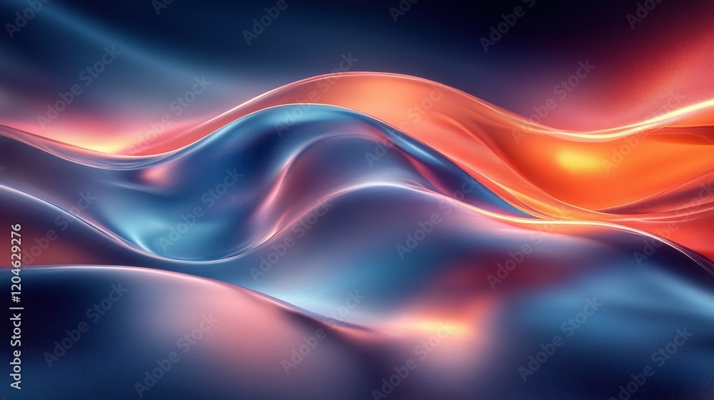 Futuristic Abstract Design with Iridescent Lighting and Smooth Curves on Dark Minimalist Background