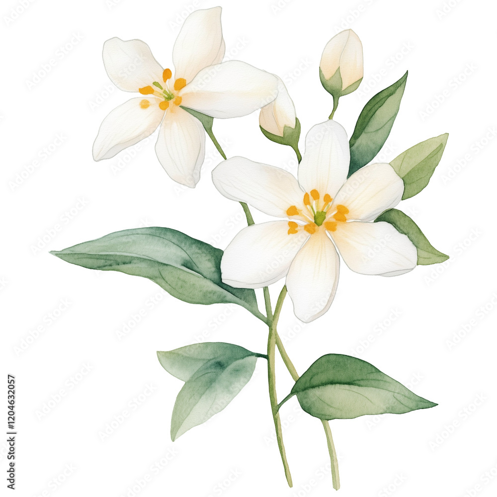 Obraz premium simple watercolor illustration of A jasmine