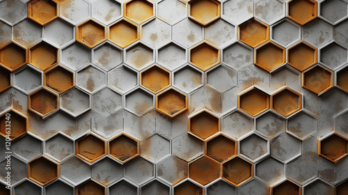 2D texture of an abstract white background with a hexagonal outline for technology, science, and medical concept design