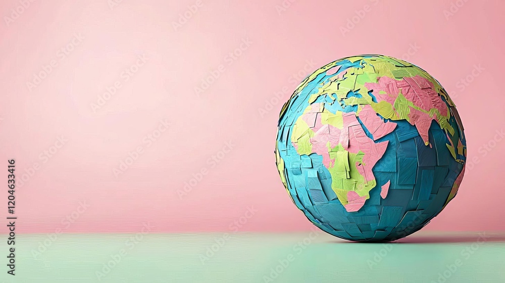 Global Recycling Day Environment Sustainability Reuse Global Colorful globe showcasing Earth's continents. Global Recycling Day Environment Sustainability Reuse Global Colorful globe showcasing Earth's continents.