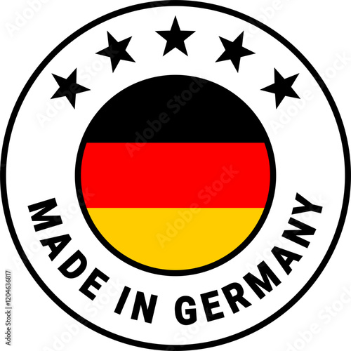 Made in Germany badge, sticker or icon symbolizing the quality and origin of products from Germany. White Background. svg scalable vector for the web. High resolution. 