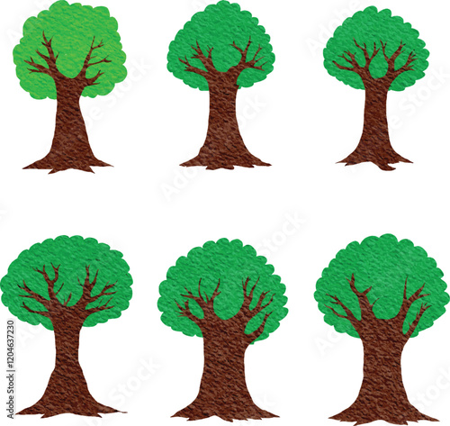 Tree Illustration with Green Foliage