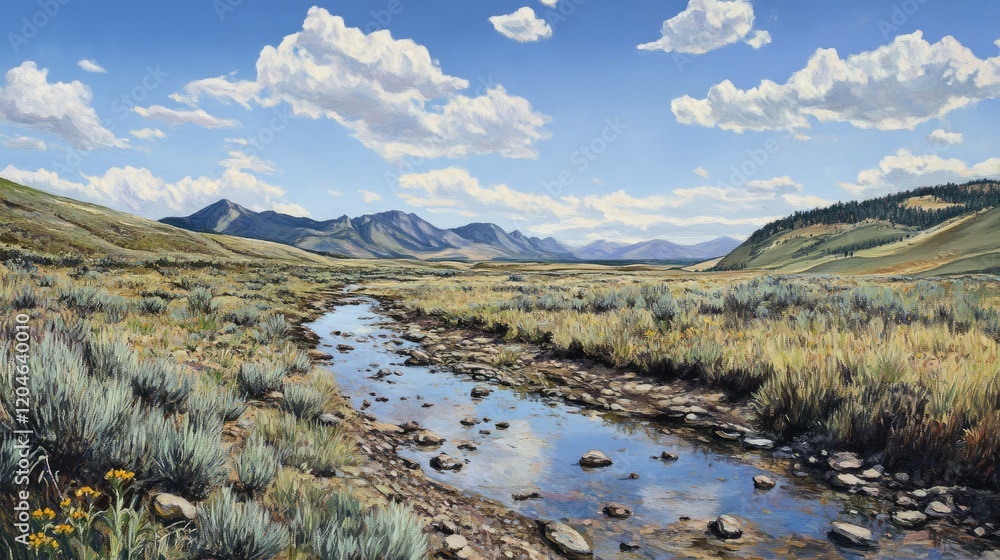Serene Mountain Stream: A Breathtaking Panorama of Untouched Nature Serene Mountain Stream: A Breathtaking Panorama of Untouched Nature