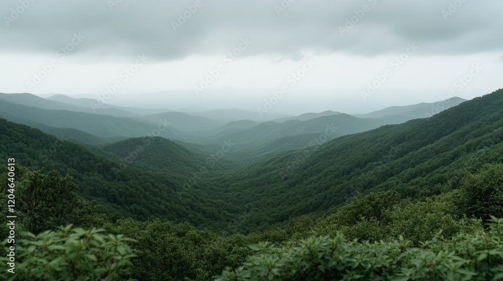 Lush green valleys stretch to a misty horizon, where rolling hills blend into the soft embrace of overcast skies, evoking tranquility. Lush green valleys stretch to a misty horizon, where rolling hills blend into the soft embrace of overcast skies, evoking tranquility.