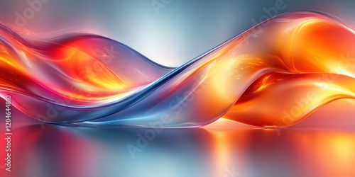 Abstract Metallic Ribbons Flowing Wavy Iridescent Design 3D Render