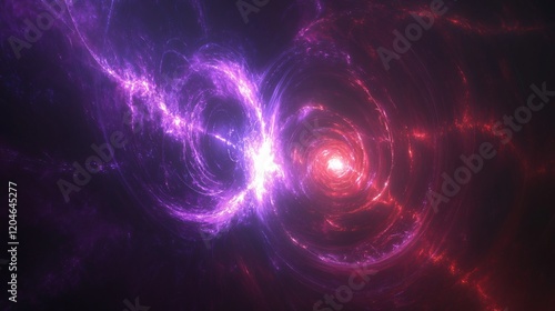Abstract Purple and Red Cosmic Nebula Swirl