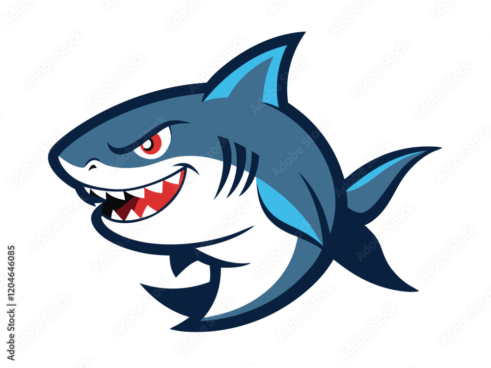 Fototapeta premium shark cartoon isolated vector on white