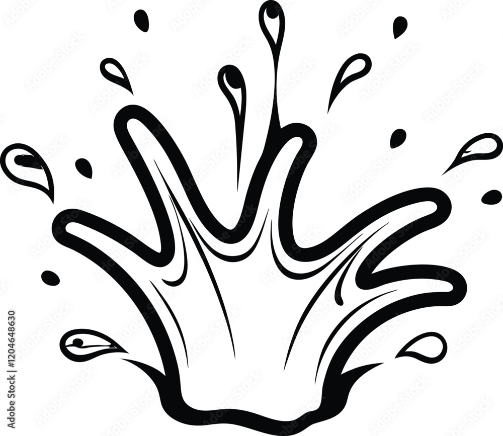 Naklejka premium Water splash line art vector illustration