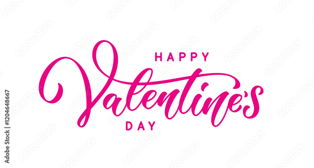 Pink lettering Happy Valentines Day. Holiday typography text for Valentines day. Pink lettering Happy Valentines Day. Holiday typography text for Valentines day.