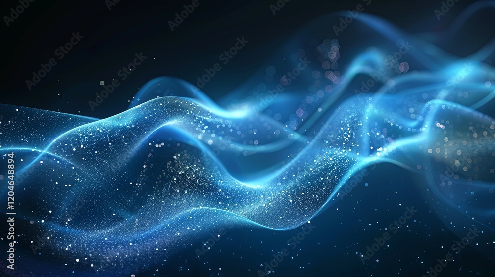 Abstract Blue Wave Energy Sparkling Particles Abstract Blue Wave Energy Sparkling Particles